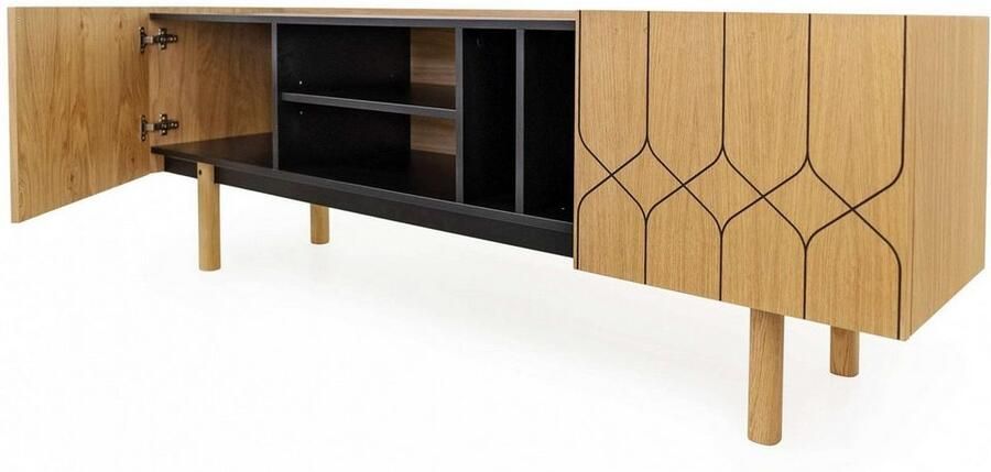 Woodman Dressoir PORTO Commode decoratieve frezingen met eikenhoutfineer breedte 175 cm - Foto 7