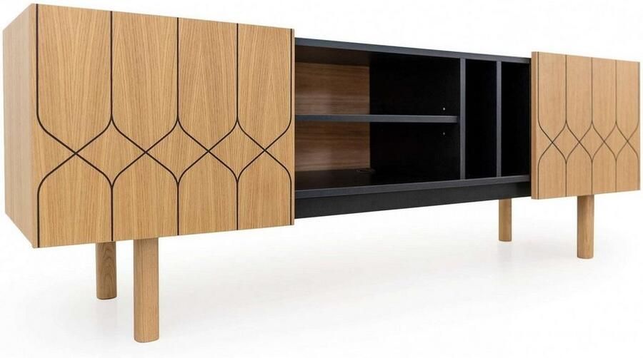 Woodman Dressoir PORTO Commode decoratieve frezingen met eikenhoutfineer breedte 175 cm - Foto 4