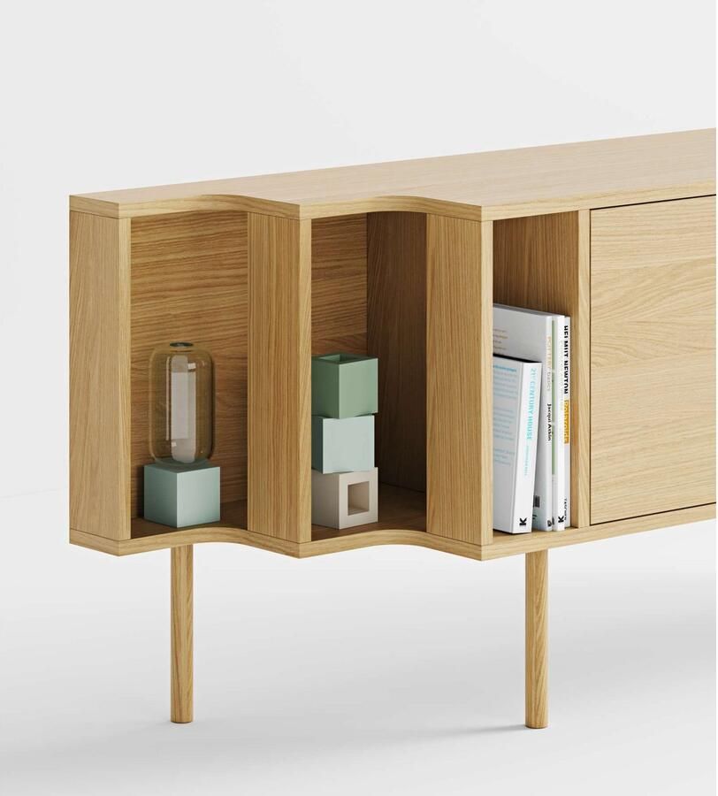 Woodman Dressoir Shift met echt houtfineer van eiken breedte 189 cm met push-to-open - Foto 4