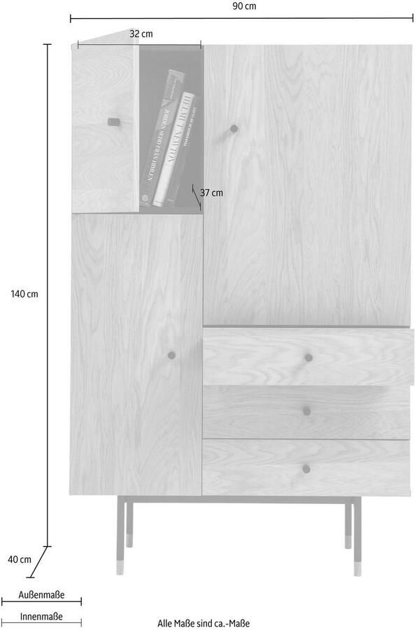 Woodman Highboard Jeugd Kommode Opbergkast met soft close functie breedte 90 cm - Foto 3