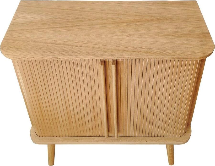 Woodman Highboard Rove Opbergkast bijzonder ontwerp breedte 83 cm met eikenfineer - Foto 3