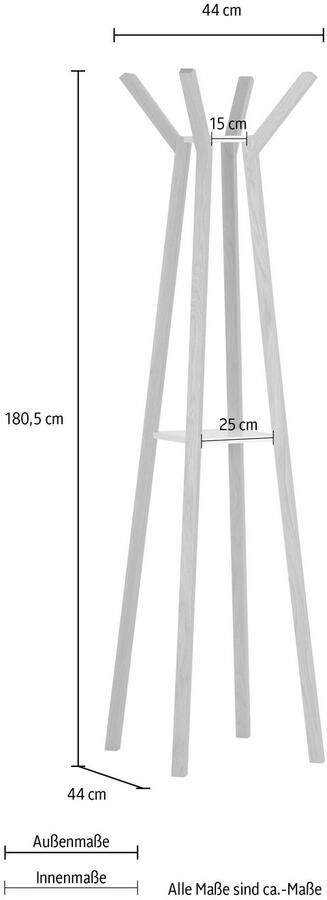 Woodman Kapstok Monti in scandinavisch design van massief eiken met 4 haken