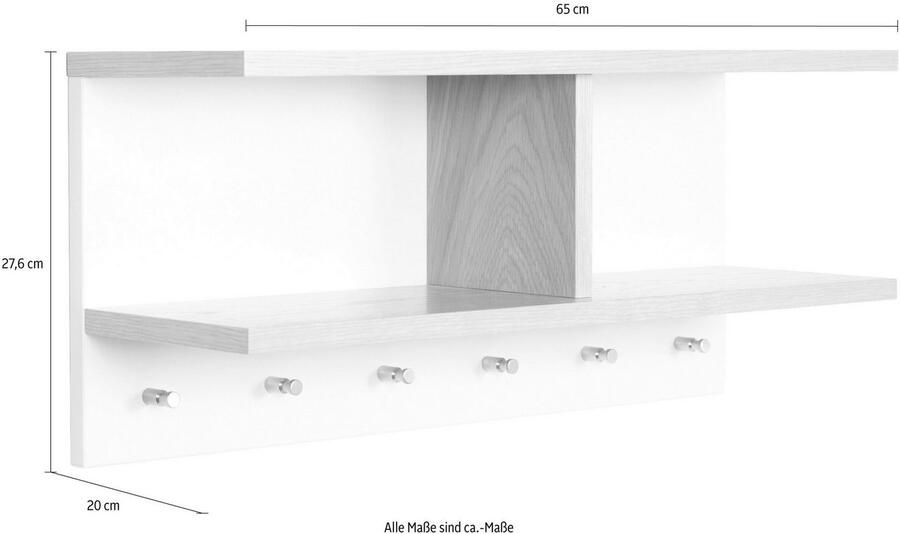 Woodman Kapstokpaneel Northgate Houtfineer van eiken met 6 haken - Foto 3