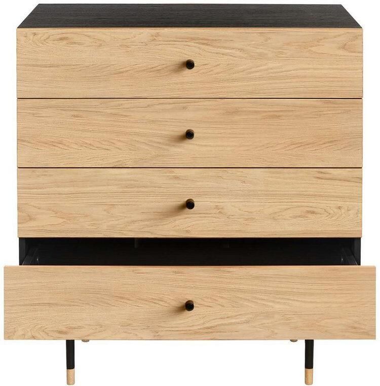 Woodman Kast Jeugd Echt houtfineer van eiken in 2 breedtes met lades metalen voeten - Foto 2