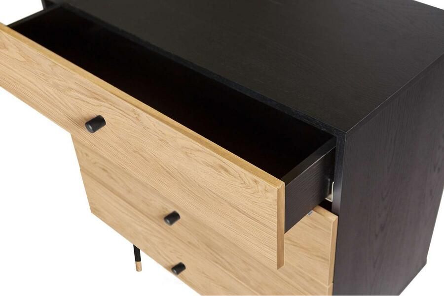 Woodman Kast Jeugd Echt houtfineer van eiken in 2 breedtes met lades metalen voeten - Foto 4