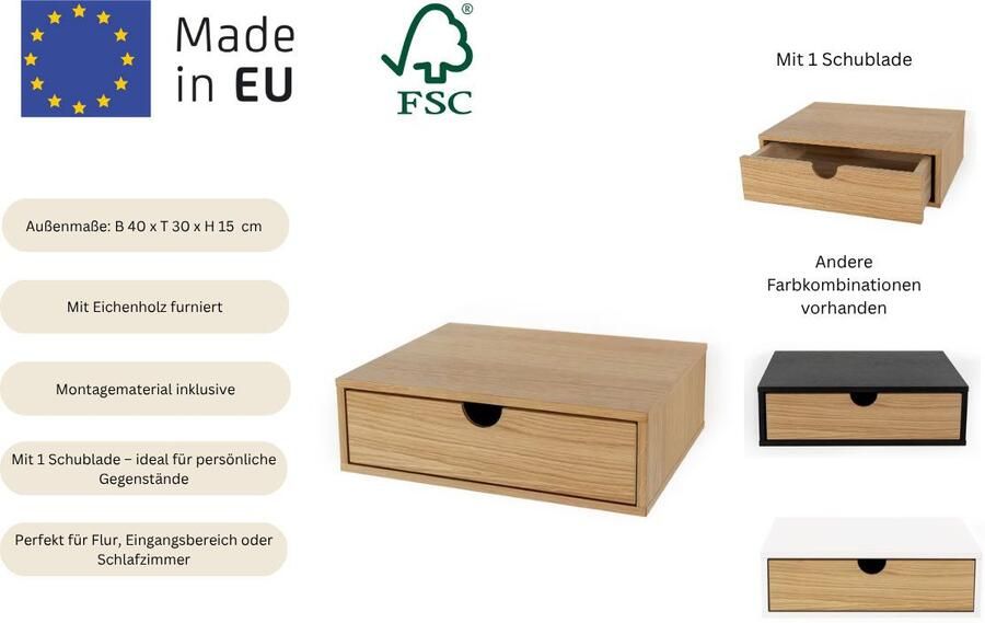 Woodman Nachtkastje Farsta bijzettafel opbergruimte met lade - Foto 3