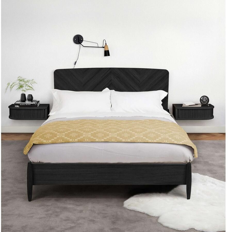 Woodman Nachtkastje Farsta in 3 kleuren met tambour schuifdeuren met eikenhout gefineerd