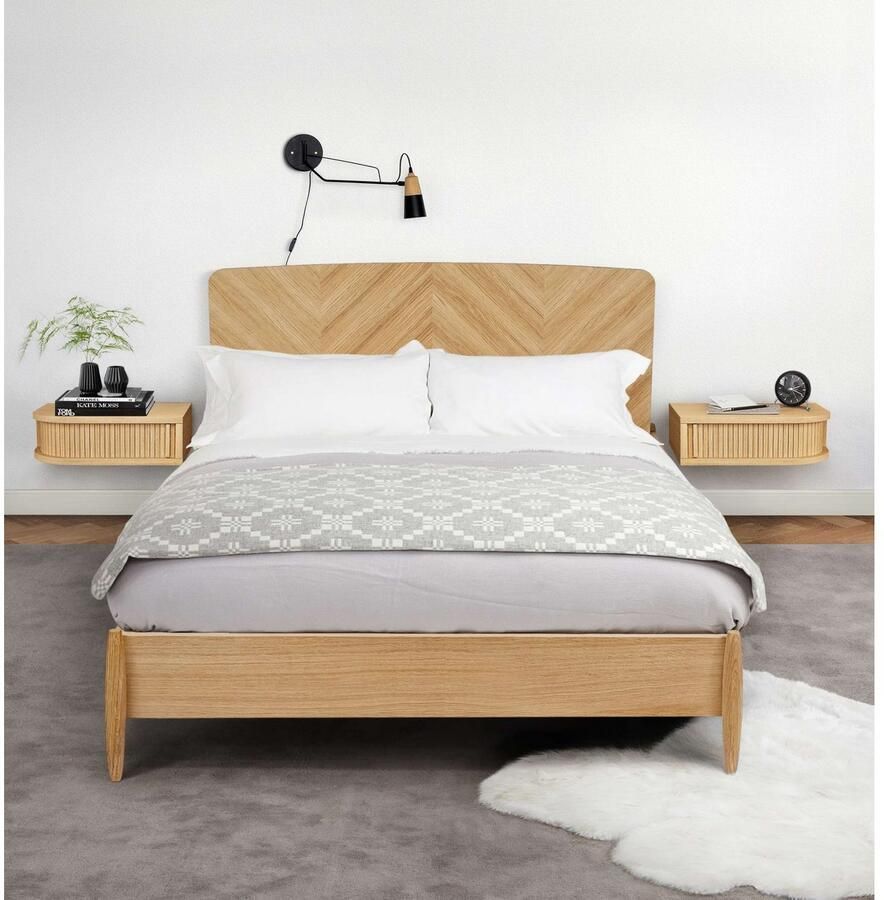 Woodman Nachtkastje Farsta in 3 kleuren met tambour schuifdeuren met eikenhout gefineerd