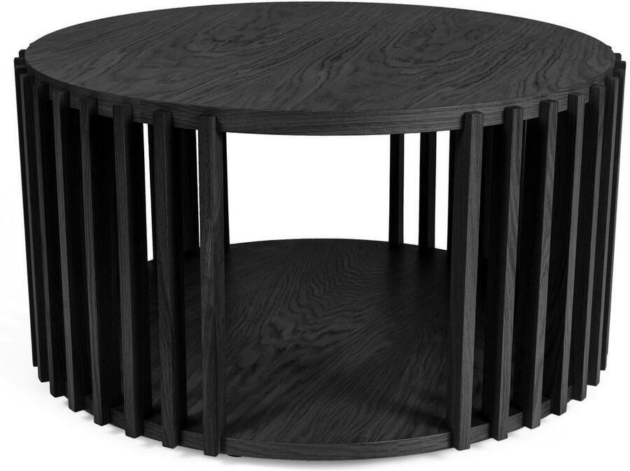 Woodman Salontafel Drum Breedte Diepte Hoogte: 83 83 42 cm Houtfineer van eiken armen van massief eiken - Foto 4