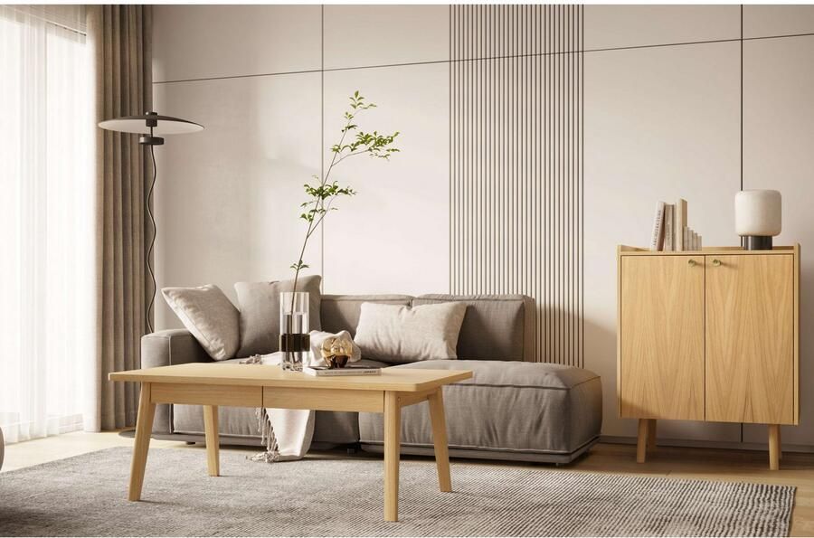 Woodman Salontafel NICE Breedte 120 cm met 2 lades echt houtfineer van eiken - Foto 4