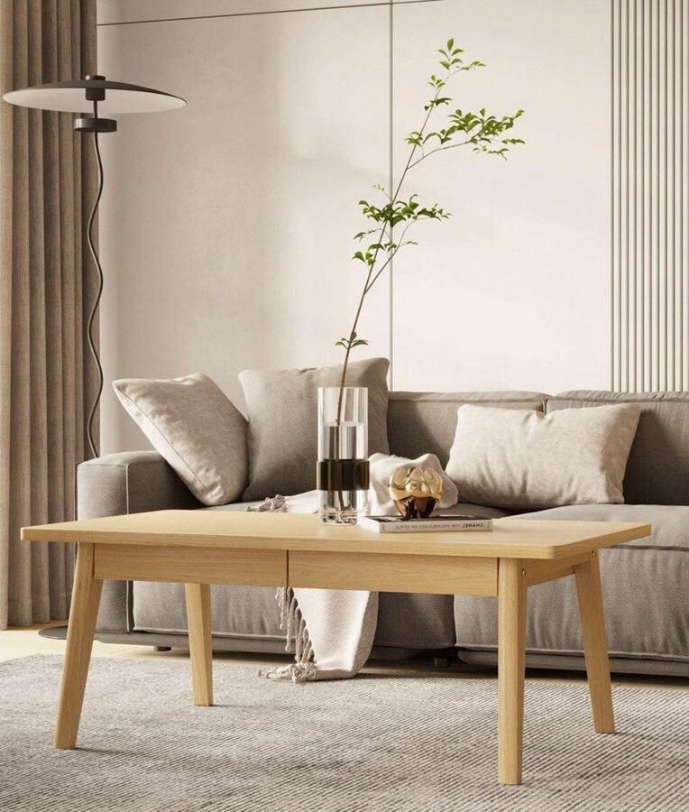 Woodman Salontafel NICE Breedte 120 cm met 2 lades echt houtfineer van eiken