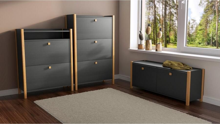 Woodman Schoenenbank in scandinavisch design houtfineer van eiken - Foto 2