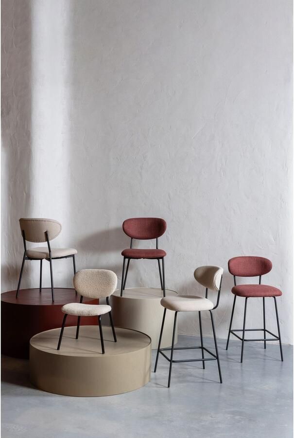 WOOOD Eetkamerstoel KJELD gevoerd met geweven stof hoogte 79 cm