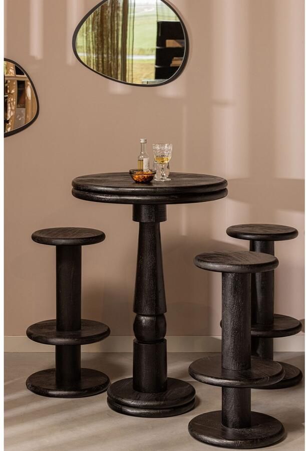 WOOOD Barkruk KOLBY van mangohout ronde vorm h 74 cm x ø 40 cm - Foto 4