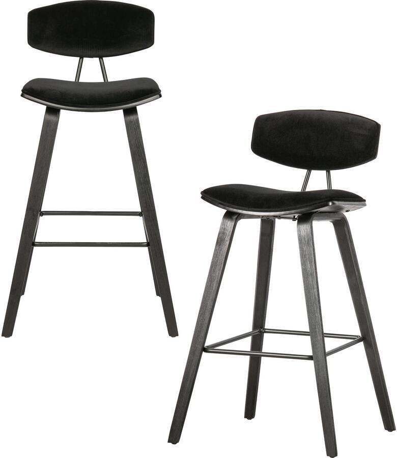 WOOOD Barkruk Senn Zitvlak van velours H 94 cm x B 41 cm (2 stuks) - Foto 3