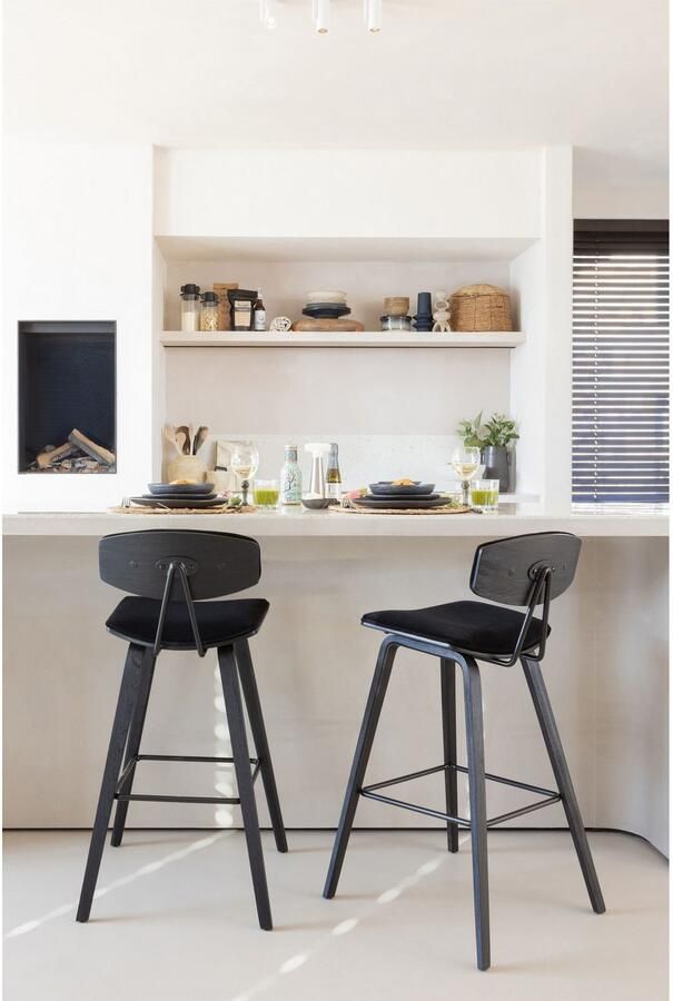 WOOOD Barkruk Senn Zitvlak van velours H 94 cm x B 41 cm (2 stuks) - Foto 10