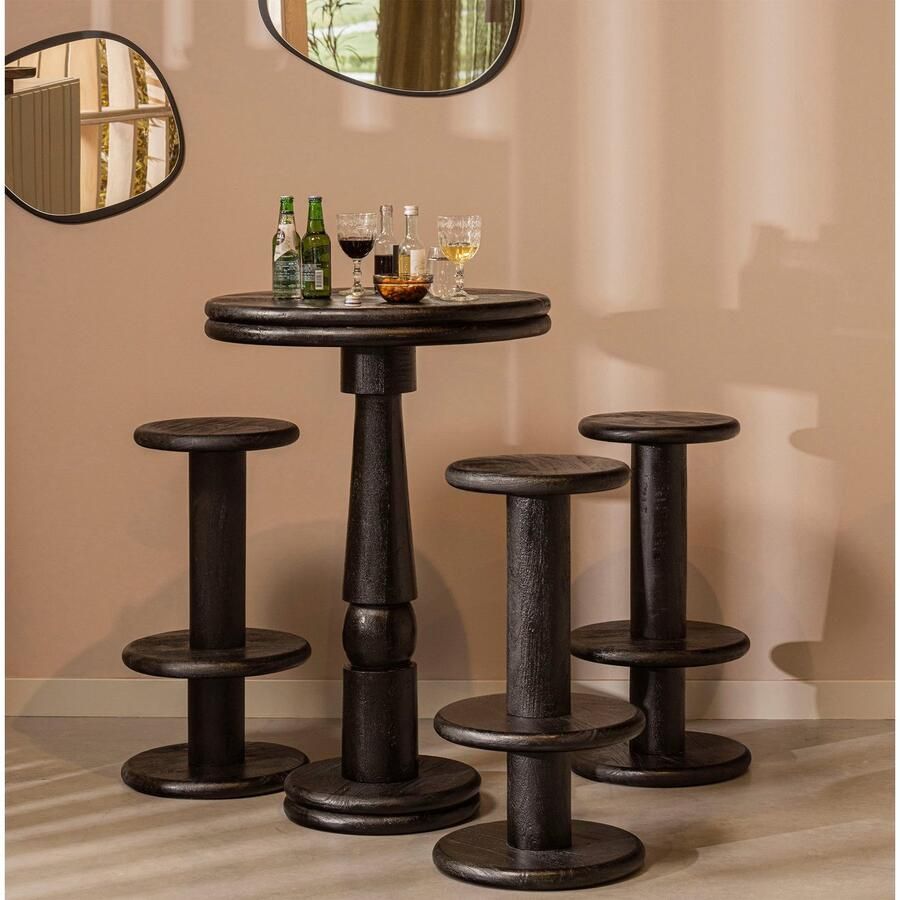 WOOOD Exclusive Bar- Eettafel Kolby Mangohout Zwart 105x70x70