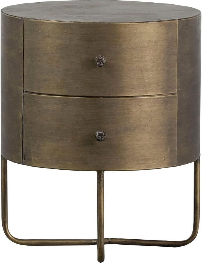 BePureHome Glossy Rond Kastje Met Twee Handige Lades Metaal Antique Brass 48x39x39 cm - Foto 6