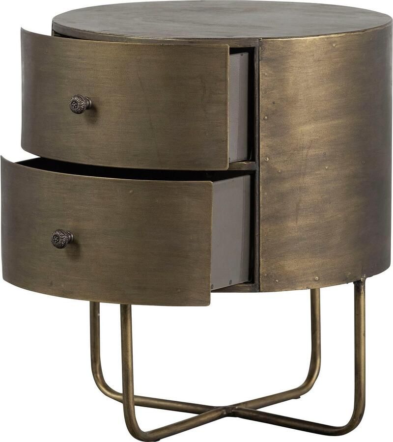 BePureHome Glossy Rond Kastje Met Twee Handige Lades Metaal Antique Brass 48x39x39 cm - Foto 4