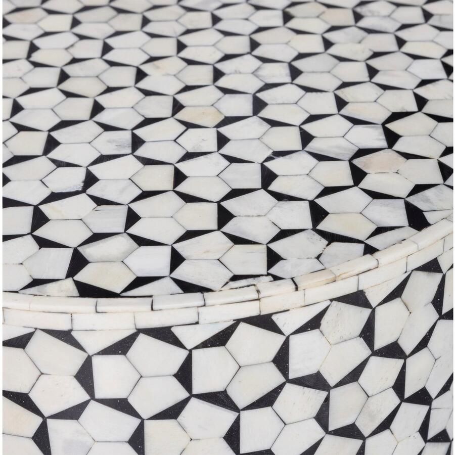 WOOOD Bijzettafel NEVA met een elegant grafisch patroon h 40 cm x ø 37 cm