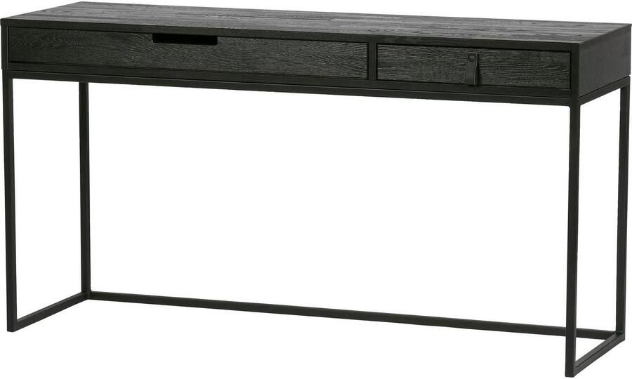 WOOOD Silas Bureau Met Twee Handige Lades Essenhout Blacknight Zwart 75x140x44 cm - Foto 5