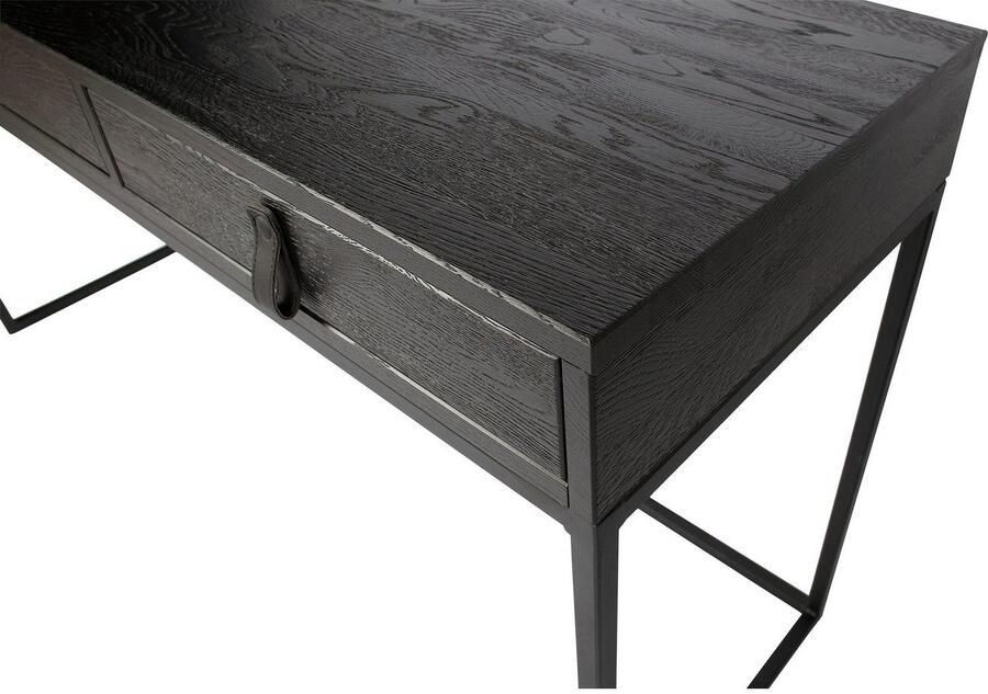 WOOOD Silas Bureau Met Twee Handige Lades Essenhout Blacknight Zwart 75x140x44 cm - Foto 6