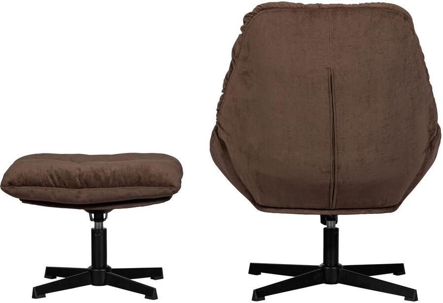 WOOOD Draaifauteuil Met Hocker Yaro Chenille Espresso 94x71x83 - Foto 6