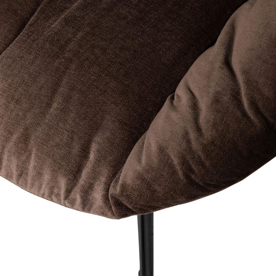 WOOOD Yaro Draaifauteuil Met Hocker Chenille Espresso 94x71x83