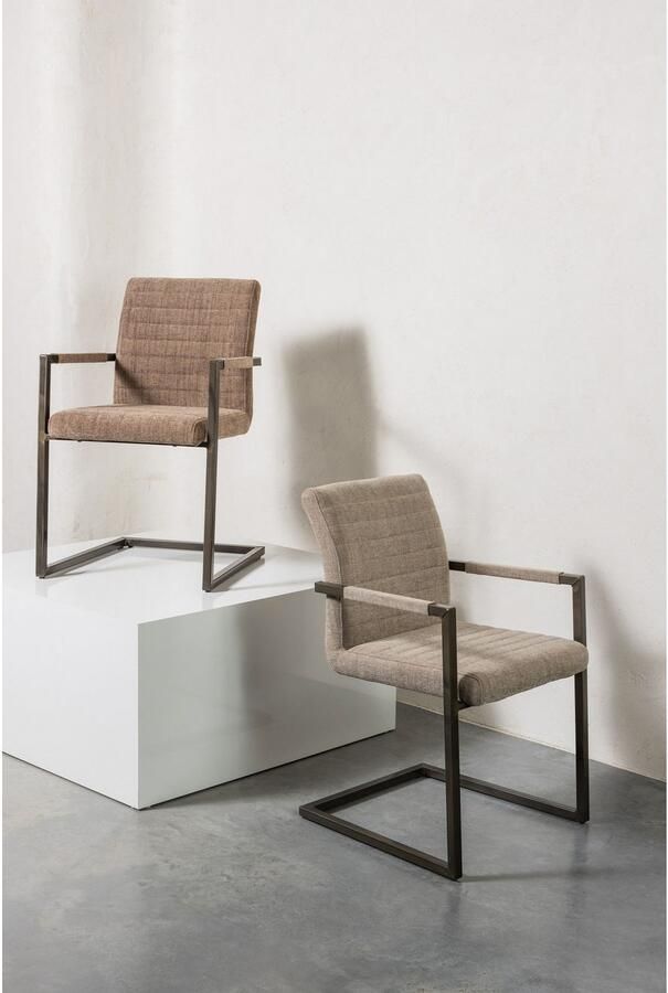 WOOOD Eetkamerstoel Bas Vrije schommelstoel gepolsterd breedte 54 cm metalen frame (set 2 stuks) - Foto 4