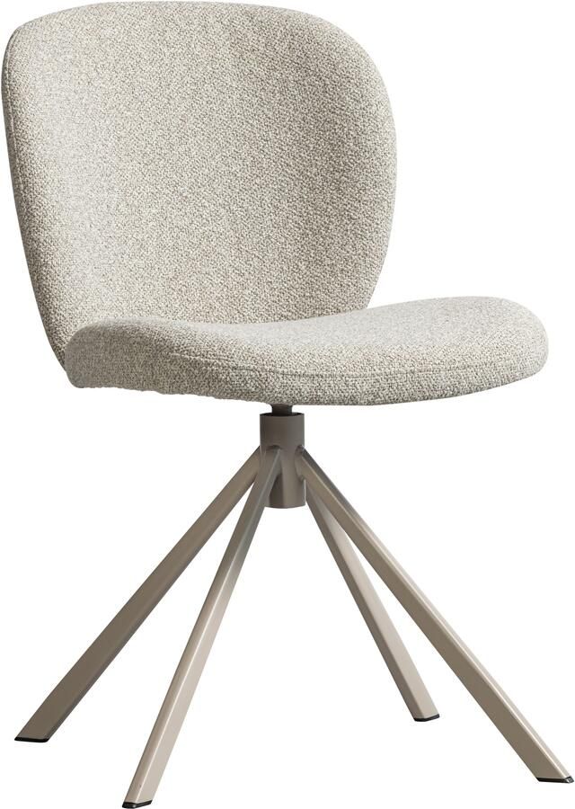 WOOOD Eetkamerstoel Femke Gestoffeerde stoel met draaivoet van zacht bouclé-stof hoogte 80 cm (set 2 stuks) - Foto 7