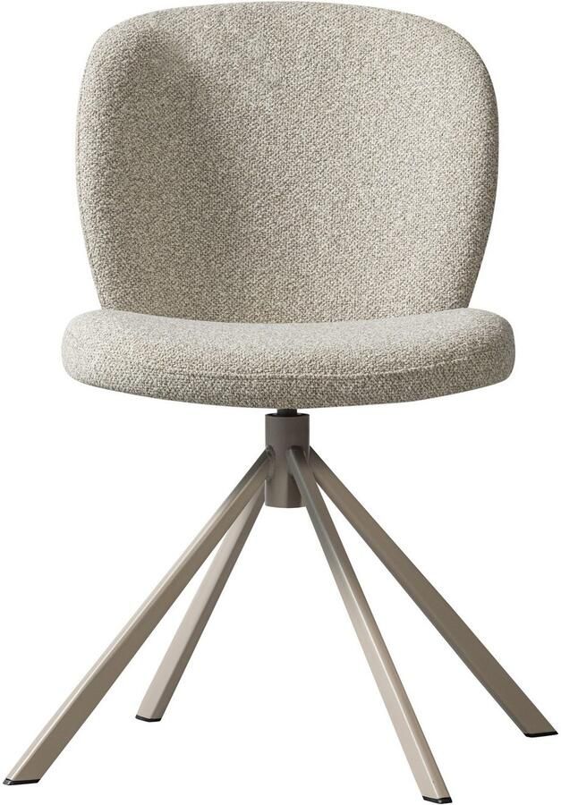 WOOOD Eetkamerstoel Femke Gestoffeerde stoel met draaivoet van zacht bouclé-stof hoogte 80 cm (set 2 stuks) - Foto 5