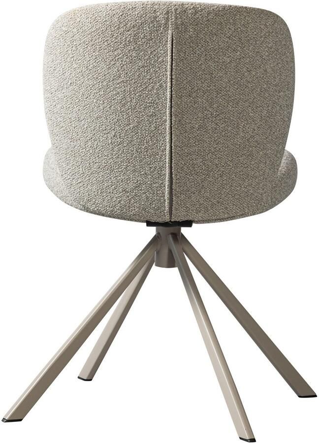 WOOOD Eetkamerstoel Femke Gestoffeerde stoel met draaivoet van zacht bouclé-stof hoogte 80 cm (set 2 stuks) - Foto 4