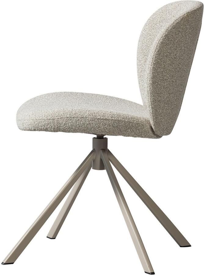 WOOOD Eetkamerstoel Femke Gestoffeerde stoel met draaivoet van zacht bouclé-stof hoogte 80 cm (set 2 stuks) - Foto 3