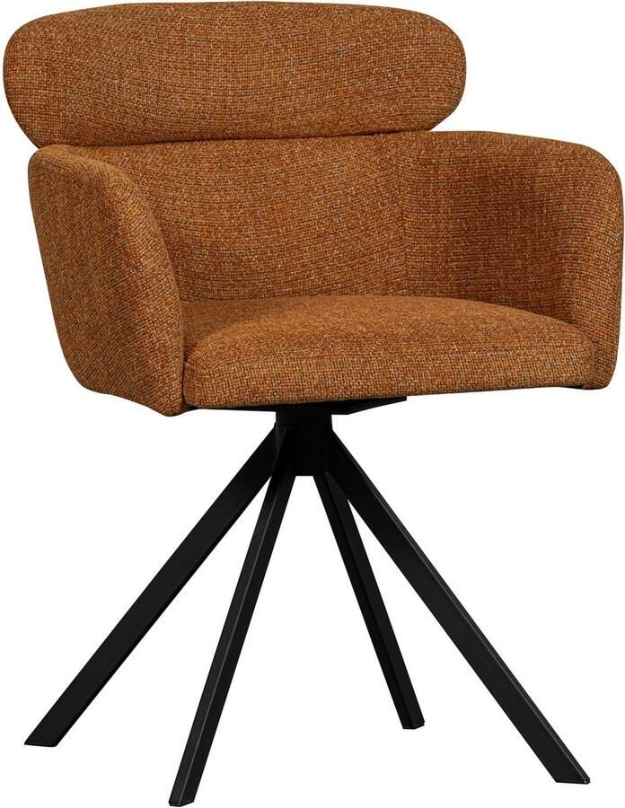 WOOOD Eetkamerstoel Fenne Gestoffeerde stoel met draaivoet geweven stof hoogte 80 cm (set 2 stuks) - Foto 6