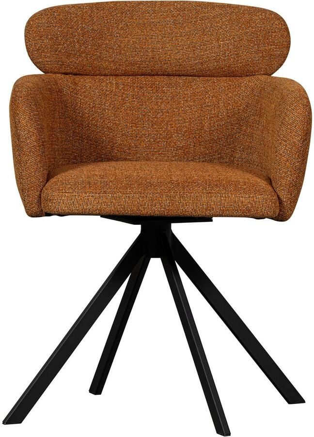 WOOOD Eetkamerstoel Fenne Gestoffeerde stoel met draaivoet geweven stof hoogte 80 cm (set 2 stuks) - Foto 4