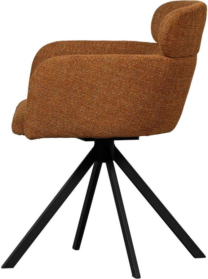 WOOOD Eetkamerstoel Fenne Gestoffeerde stoel met draaivoet geweven stof hoogte 80 cm (set 2 stuks) - Foto 3