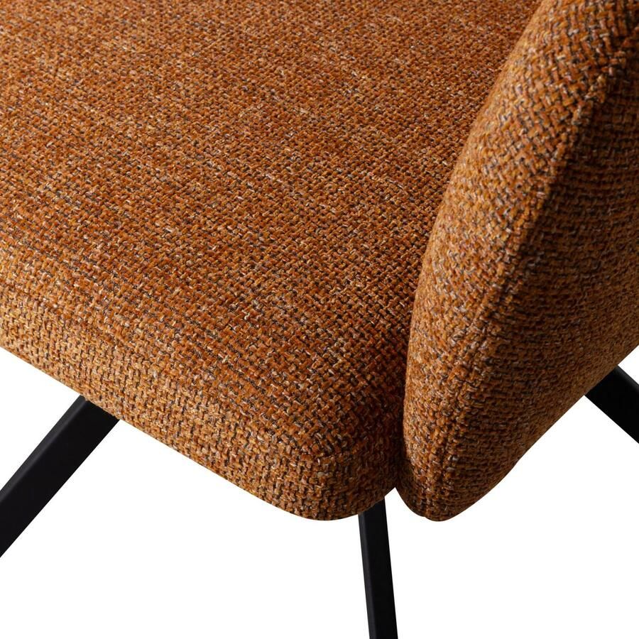 WOOOD Eetkamerstoel Fenne Gestoffeerde stoel met draaivoet geweven stof hoogte 80 cm (set 2 stuks)