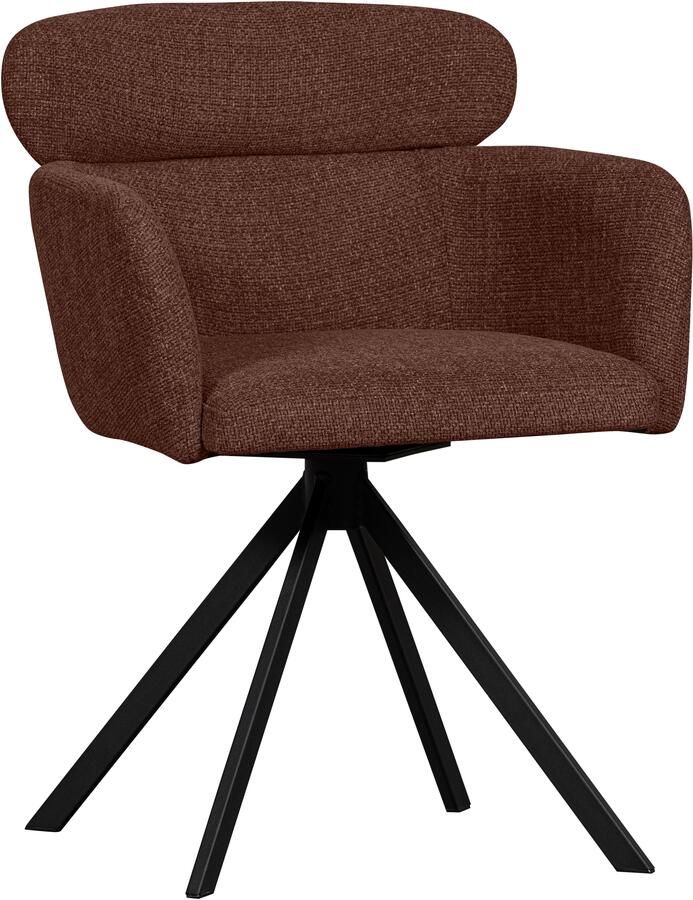 WOOOD Eetkamerstoel Fenne Gestoffeerde stoel met draaivoet geweven stof hoogte 80 cm (set 2 stuks) - Foto 6