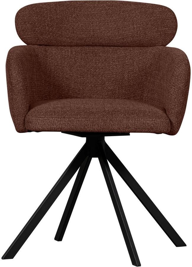 WOOOD Eetkamerstoel Fenne Gestoffeerde stoel met draaivoet geweven stof hoogte 80 cm (set 2 stuks) - Foto 4