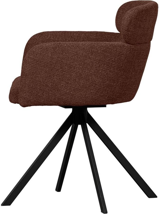 WOOOD Eetkamerstoel Fenne Gestoffeerde stoel met draaivoet geweven stof hoogte 80 cm (set 2 stuks) - Foto 3