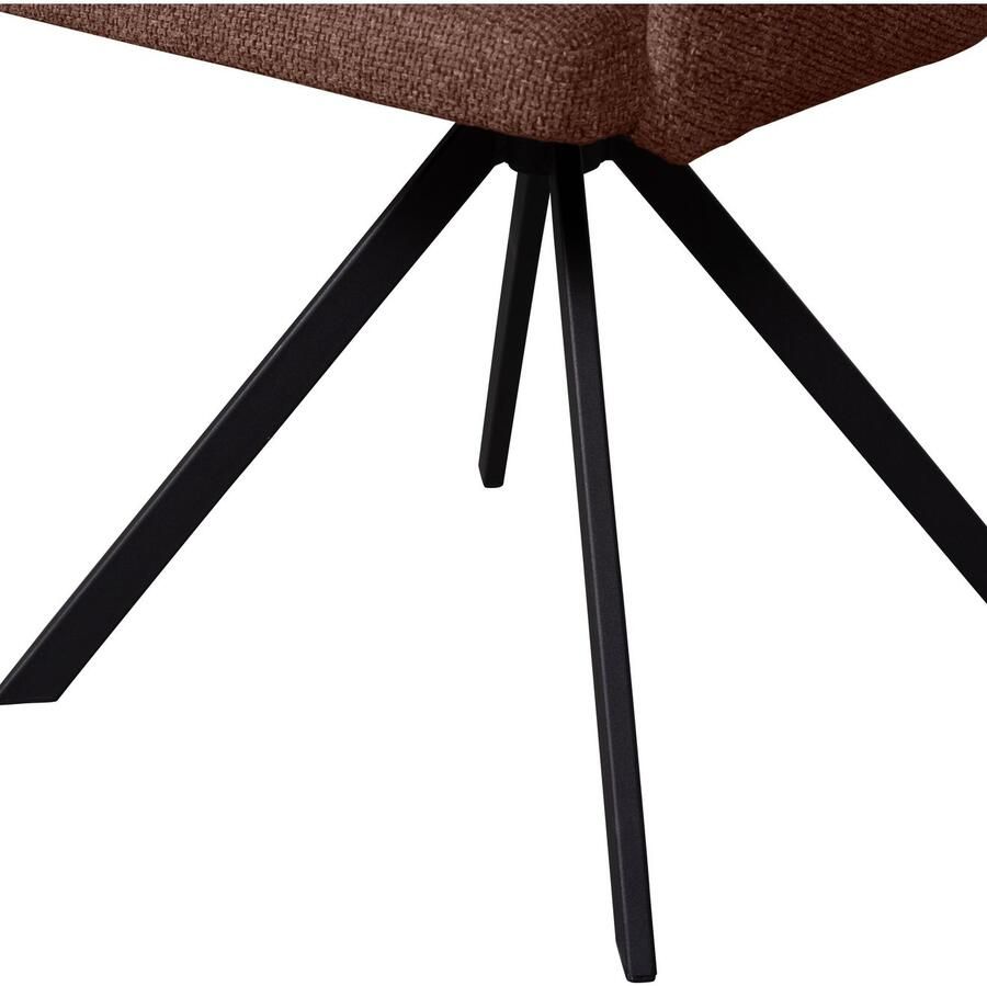 WOOOD Eetkamerstoel Fenne Gestoffeerde stoel met draaivoet geweven stof hoogte 80 cm (set 2 stuks) - Foto 2