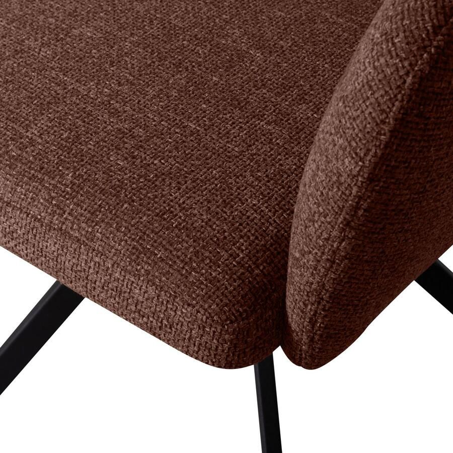 WOOOD Eetkamerstoel Fenne Gestoffeerde stoel met draaivoet geweven stof hoogte 80 cm (set 2 stuks)