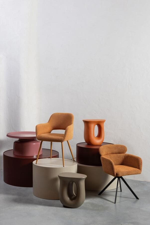 WOOOD Eetkamerstoel Fenne Gestoffeerde stoel met draaivoet geweven stof hoogte 80 cm (set 2 stuks) - Foto 5