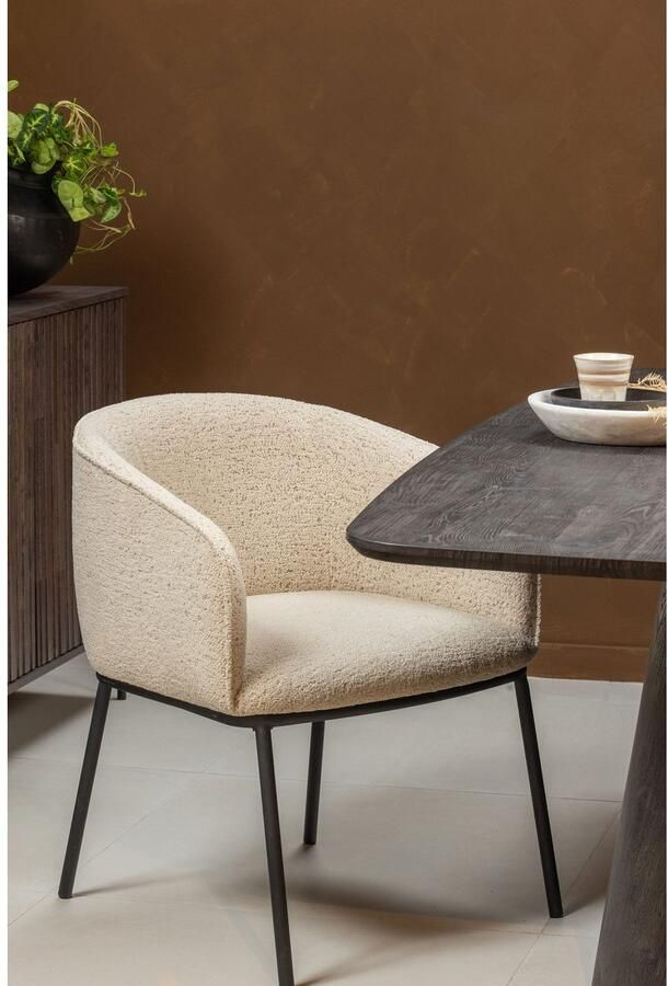WOOOD Eetkamerstoel Leon met bouclé-stof 4-poots onderstel h 77 cm x b 61 cm - Foto 8