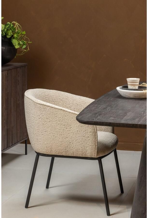 WOOOD Eetkamerstoel Leon met bouclé-stof 4-poots onderstel h 77 cm x b 61 cm - Foto 9