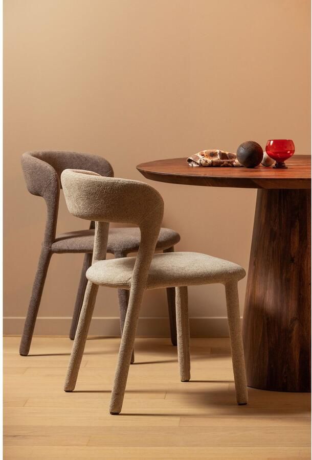 BePureHome Noble Eetkamerstoel Bekleed Van Top Tot Teen Quick Geweven Stof Zand Beige 76x51x56 cm - Foto 5