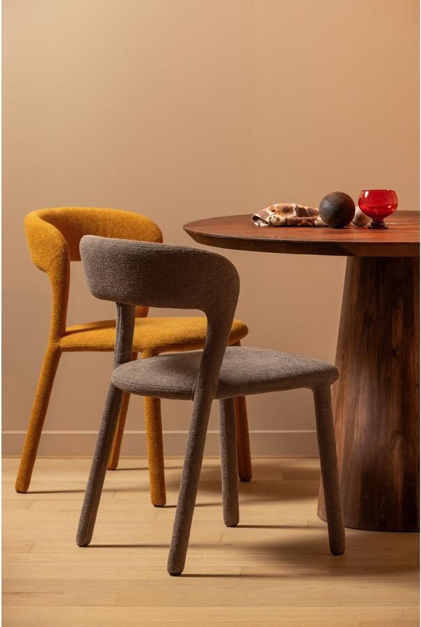 BePureHome Noble Eetkamerstoel Bekleed Van Top Tot Teen Quick Geweven Stof Taupe Bruin 76x51x56 cm - Foto 5