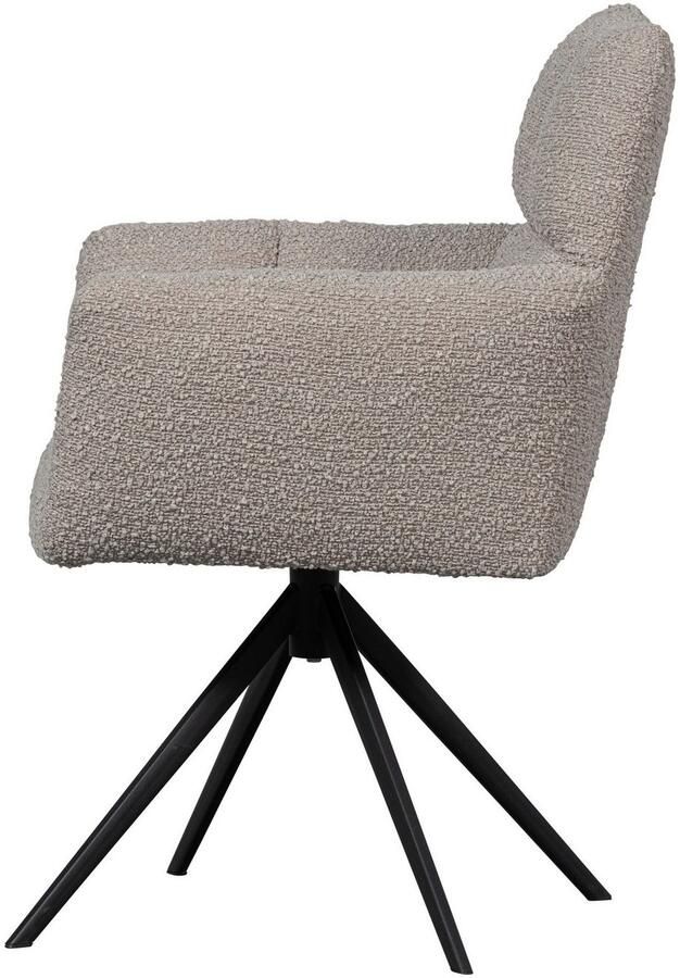 WOOOD Exclusive Draaibare Eetkamerstoel Vinny Bouclé met armleuning Zand - Foto 5