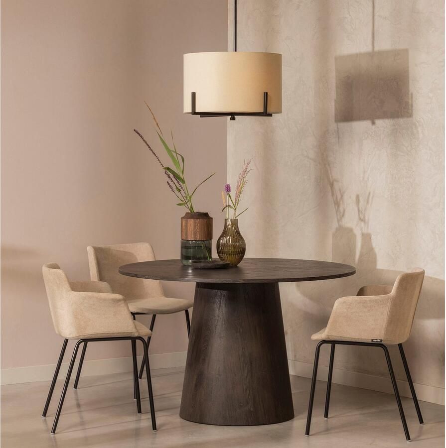 WOOOD Exclusive Ronde Eettafel Maan MDF 120cm donkerbruin Japandi - Foto 4