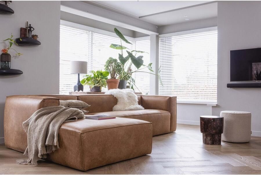 Woood Bean Hoekbank met Chaise Longue Rechts Eco-leder Cognac - Foto 3